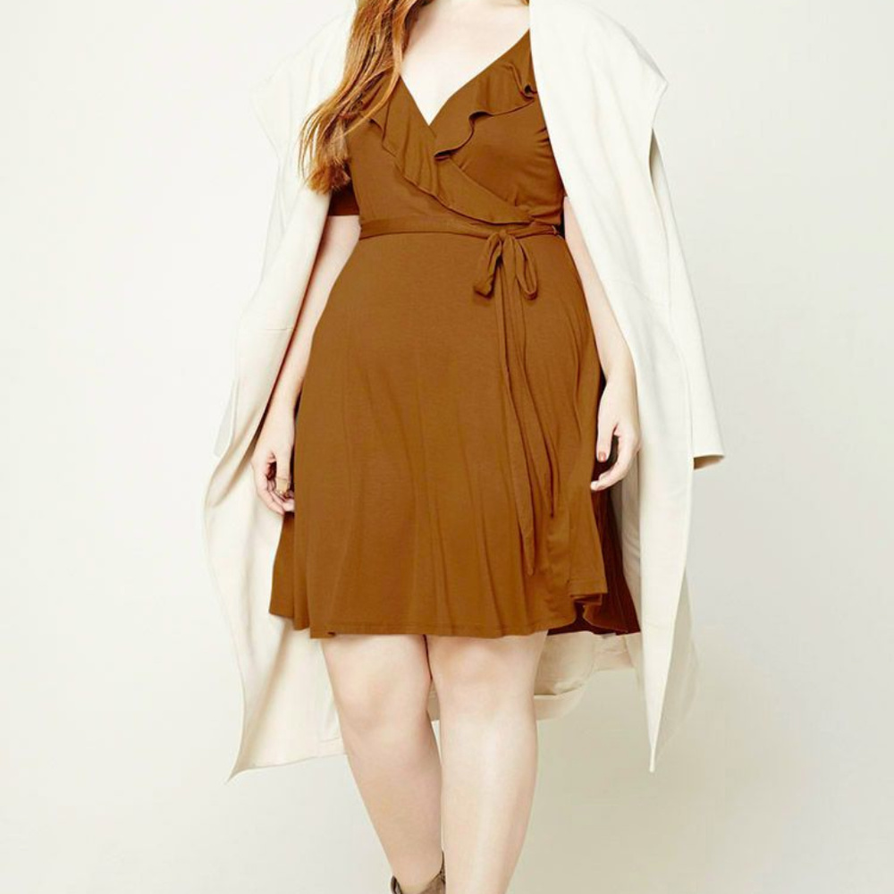 Ruffled Faux Wrap Dress